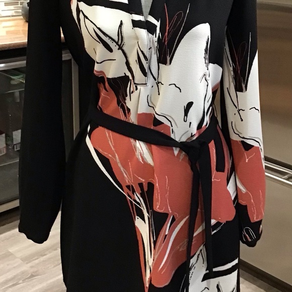 Chic Black Floral Wrap Dress - Picture 3 of 10